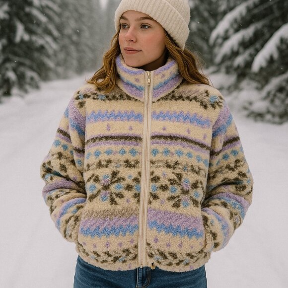 Jackets & Blazers - Cozy Pastel Sherpa Fleece Zip-Up Jacket